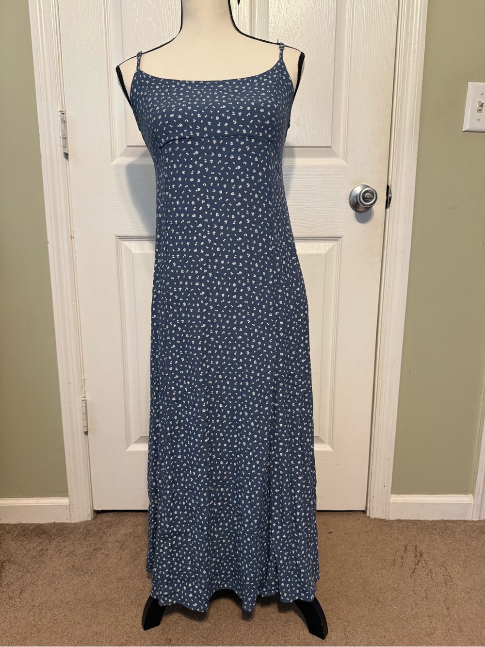 Brandy Melville Blue Floral Spaghetti-Strap Maxi Dress